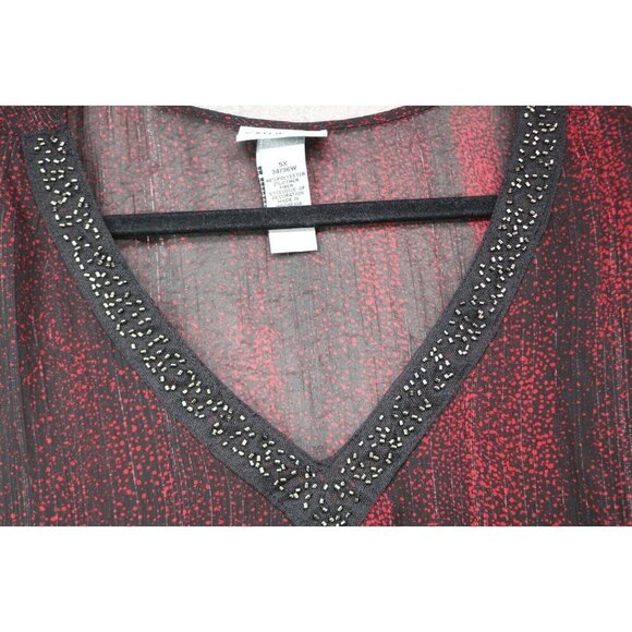 Catherine's Sheer Long Sleeve Wrap Top-Size 5XL-Beaded - Picture 4 of 9